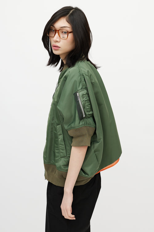 Sacai Green Short Sleeve Bomber Jacket