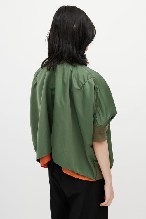 Sacai Green Short Sleeve Bomber Jacket