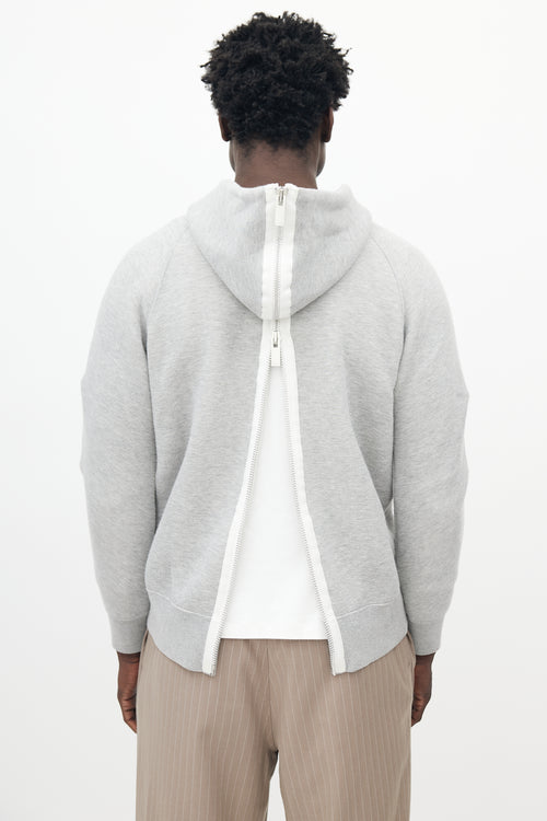 Sacai Grey Back Zip Hoodie