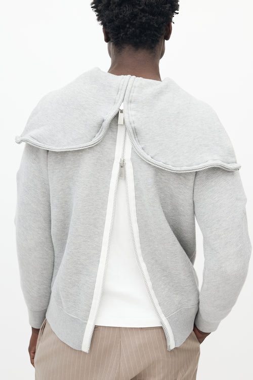 Sacai Grey Back Zip Hoodie