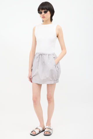 Sacai Grey Silk Drawstring Skirt