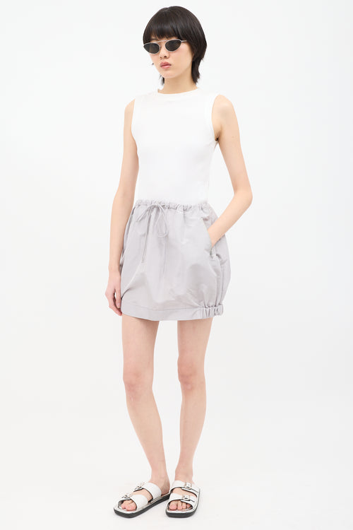 Sacai Grey Silk Drawstring Skirt