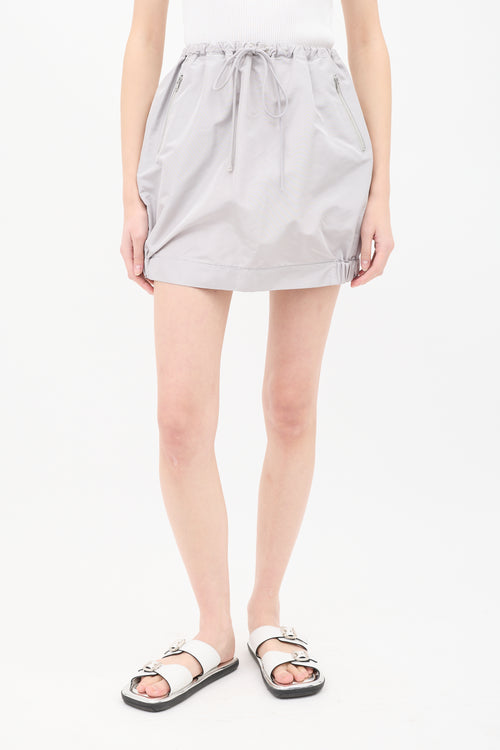 Sacai Grey Silk Drawstring Skirt