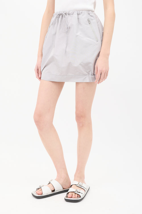 Sacai Grey Silk Drawstring Skirt