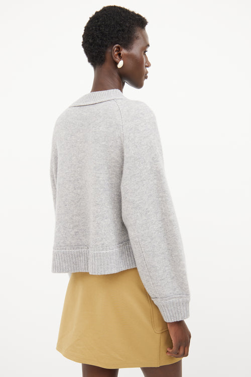 Sacai Grey Asymmetrical Cashmere Sweater