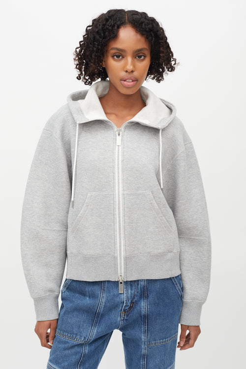 Sacai Light Grey Zip Cropped Hoodie