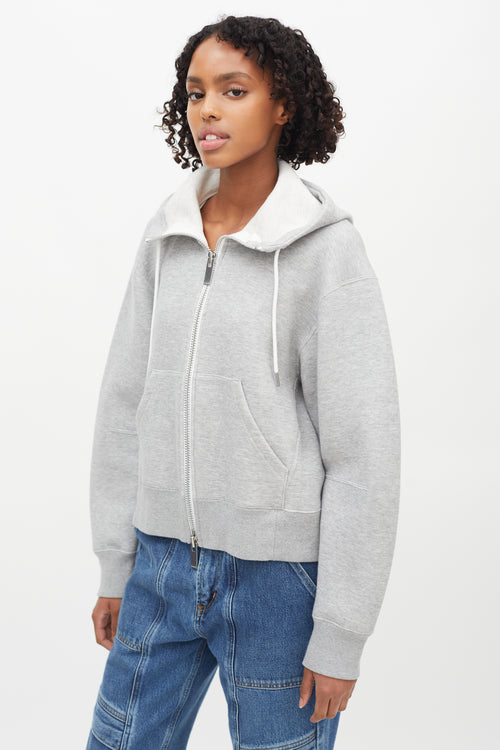 Sacai Light Grey Zip Cropped Hoodie