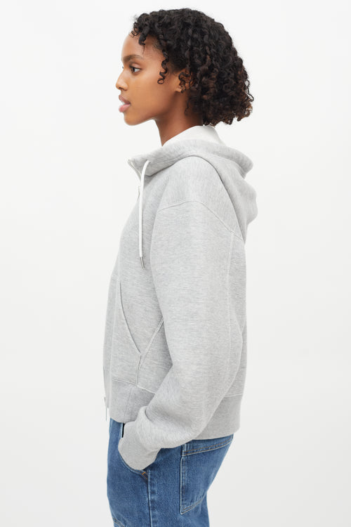 Sacai Light Grey Zip Cropped Hoodie