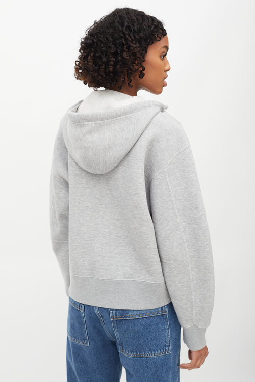 Sacai Light Grey Zip Cropped Hoodie