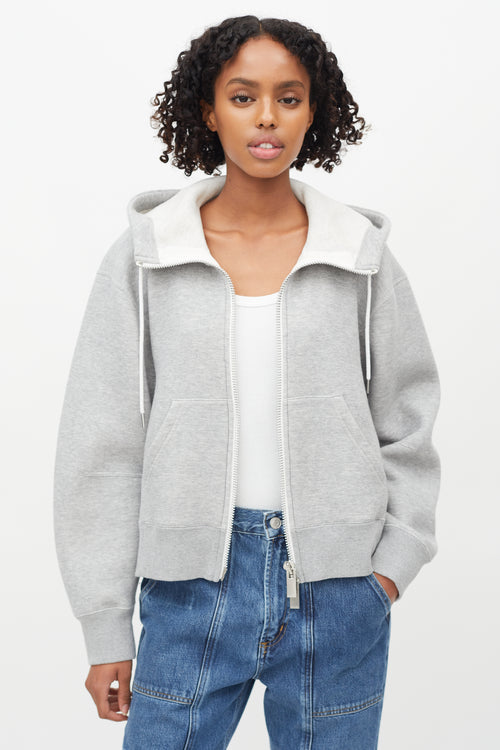 Sacai Light Grey Zip Cropped Hoodie