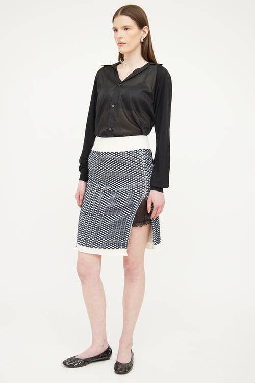 Sacai Cream 
Navy Knit Panel Skirt