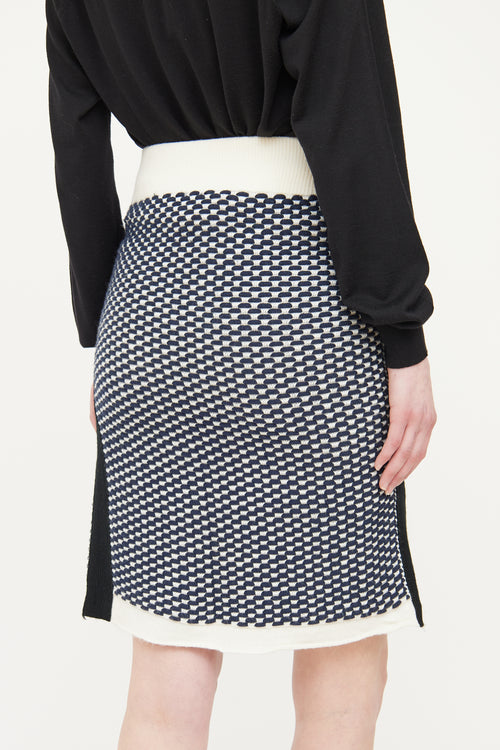 Sacai Cream 
Navy Knit Panel Skirt