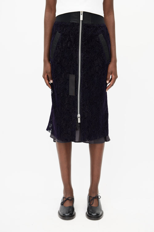 Sacai Navy 
Black Lace Skirt