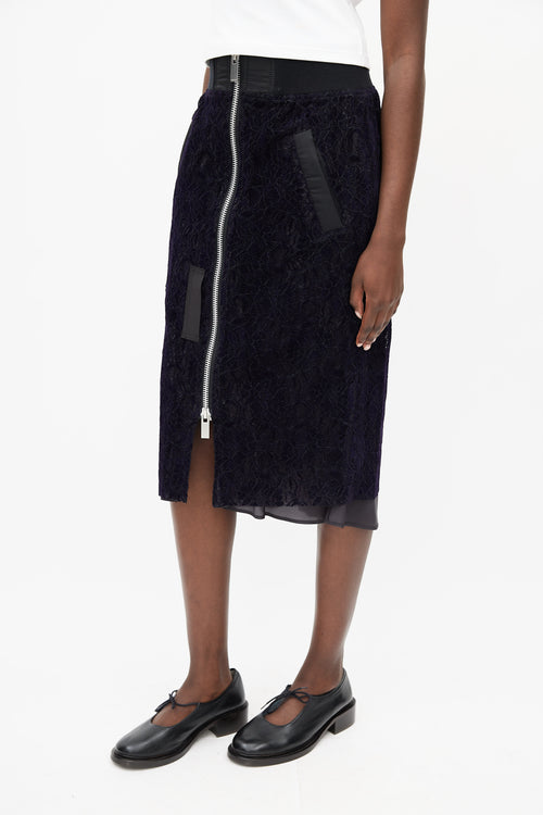 Sacai Navy 
Black Lace Skirt