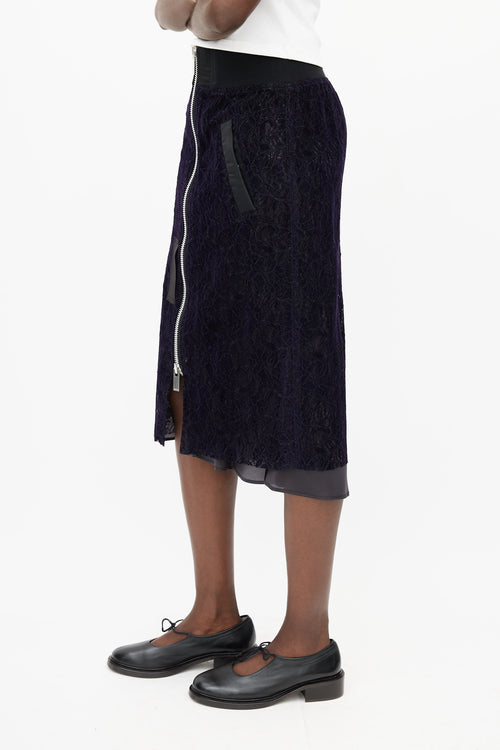 Sacai Navy 
Black Lace Skirt