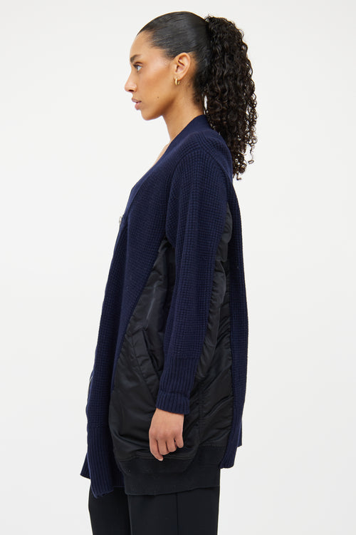 Sacai Black 
Navy Wool Zip Cardigan