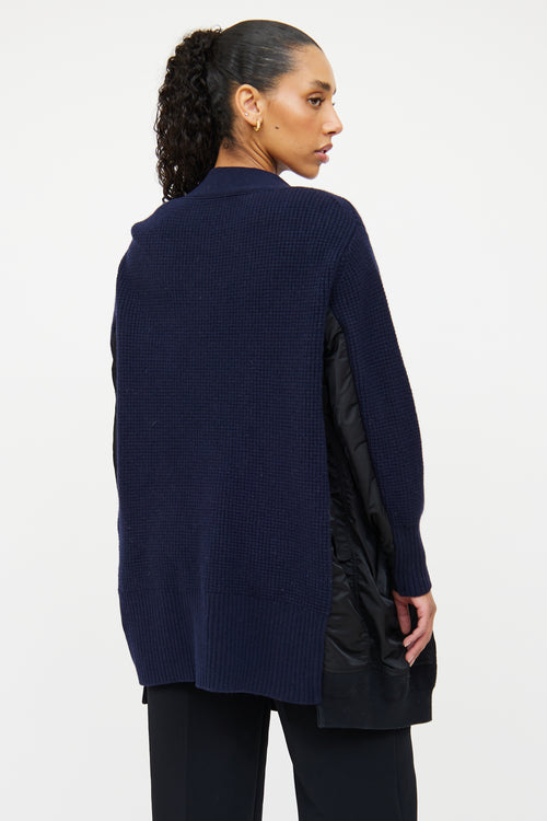 Sacai Black 
Navy Wool Zip Cardigan