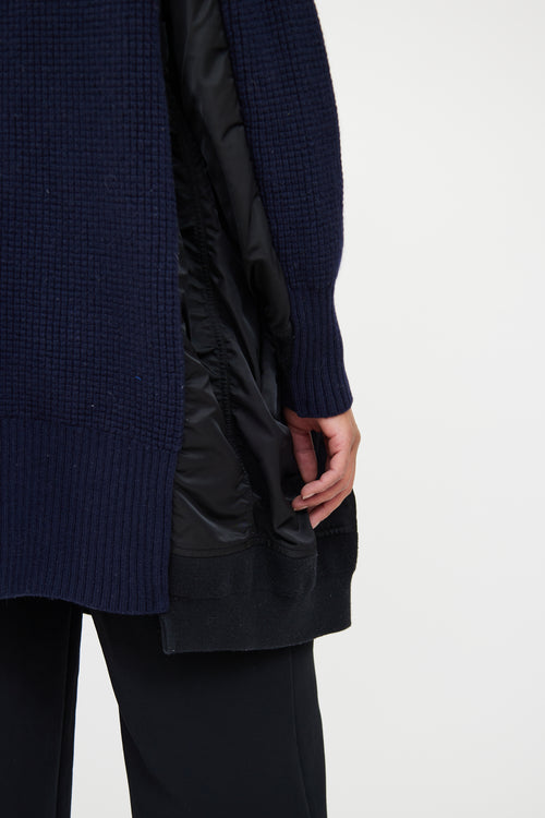 Sacai Black 
Navy Wool Zip Cardigan