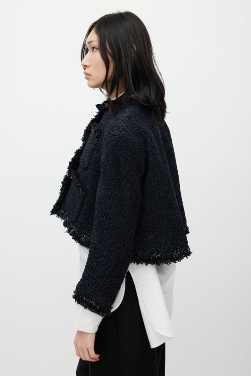 Sacai Navy Cropped Tweed Jacket