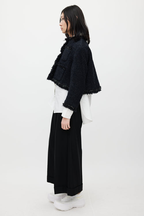 Sacai Navy Cropped Tweed Jacket