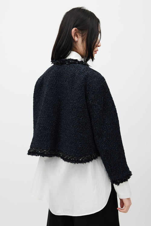 Sacai Navy Cropped Tweed Jacket