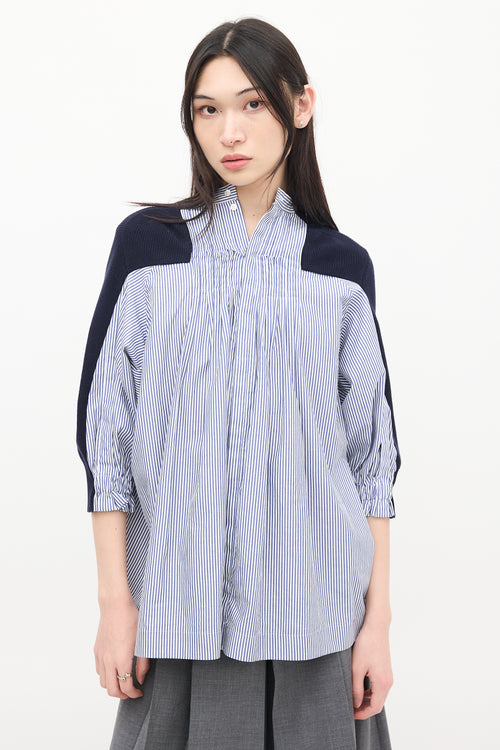 Sacai Navy Knit 
White Striped Back Top