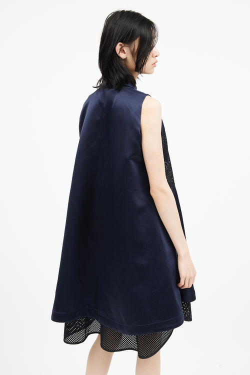 Sacai Navy Mesh Panelled Dress