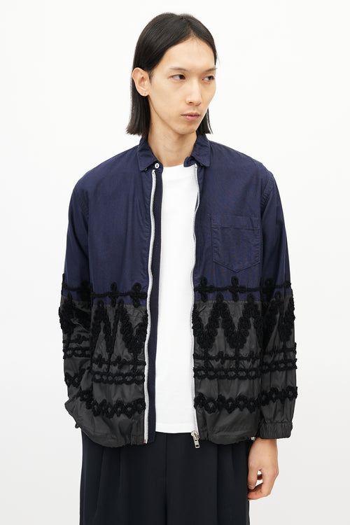 Sacai Navy 
Multicolour Braided Cinch Jacket