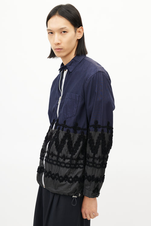 Sacai Navy 
Multicolour Braided Cinch Jacket