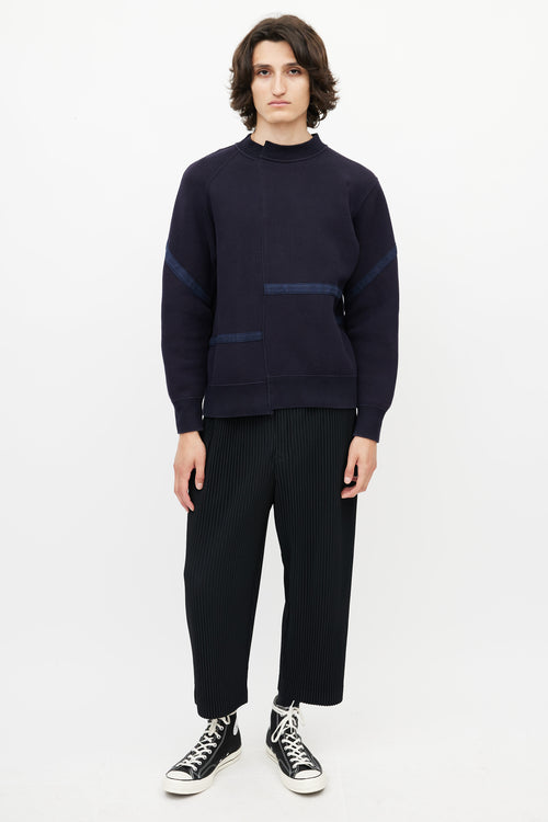 Sacai Navy Panelled Sweatshirt