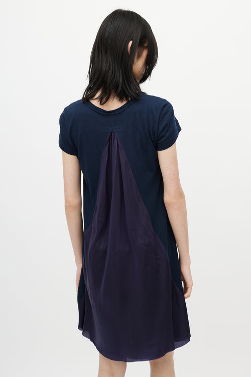 Sacai Navy Pleated T-Shirt Dress