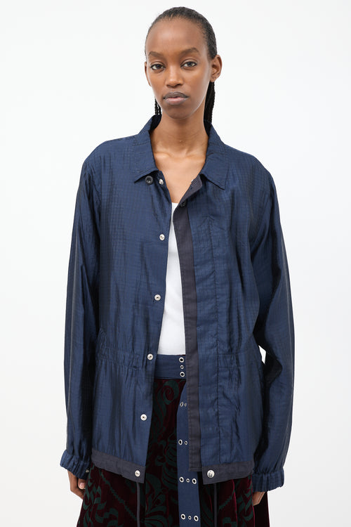 Sacai Navy Silk 
Nylon Drawstring Anorak Jacket