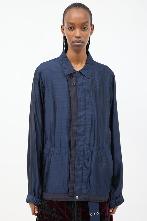 Sacai Navy Silk 
Nylon Drawstring Anorak Jacket