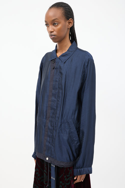 Sacai Navy Silk 
Nylon Drawstring Anorak Jacket