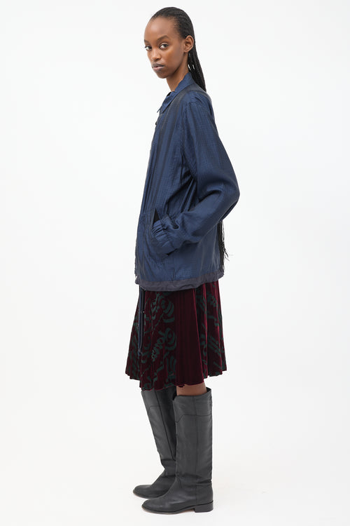 Sacai Navy Silk 
Nylon Drawstring Anorak Jacket