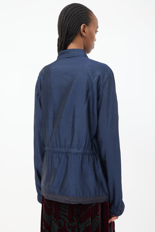 Sacai Navy Silk 
Nylon Drawstring Anorak Jacket