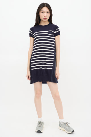 Sacai Luck Navy 
White Striped Dress