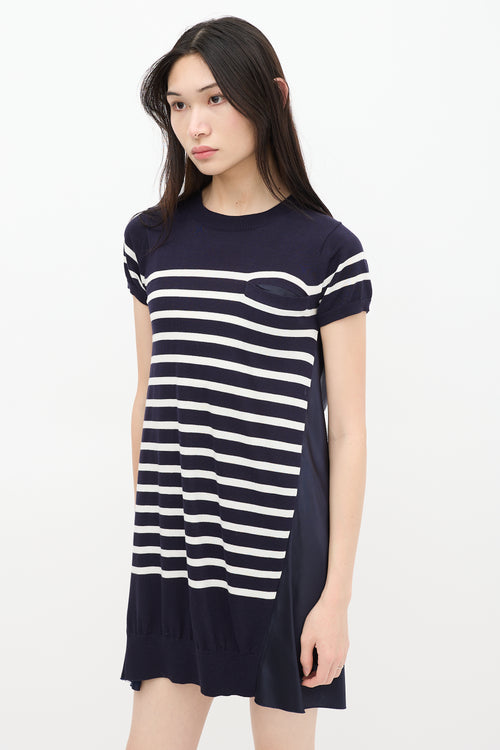 Sacai Luck Navy 
White Striped Dress