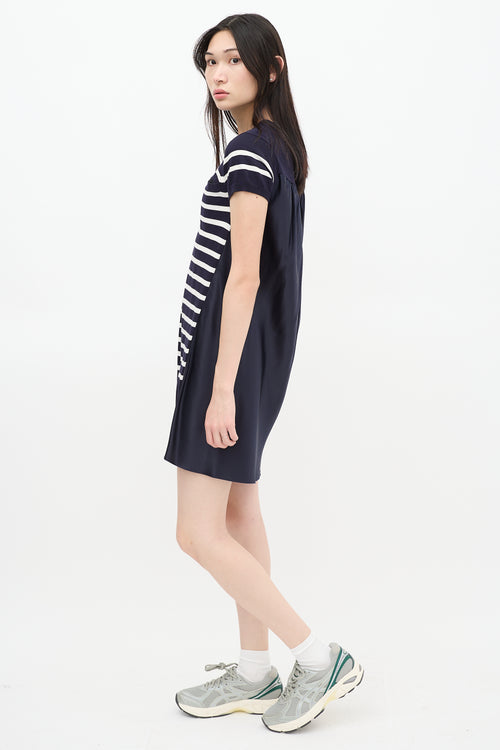 Sacai Luck Navy 
White Striped Dress