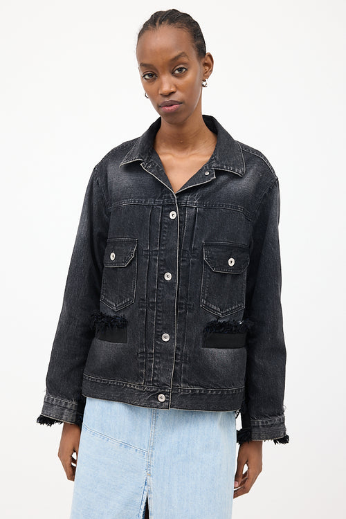 Sacai Washed Black Denim 
Tweed Jacket