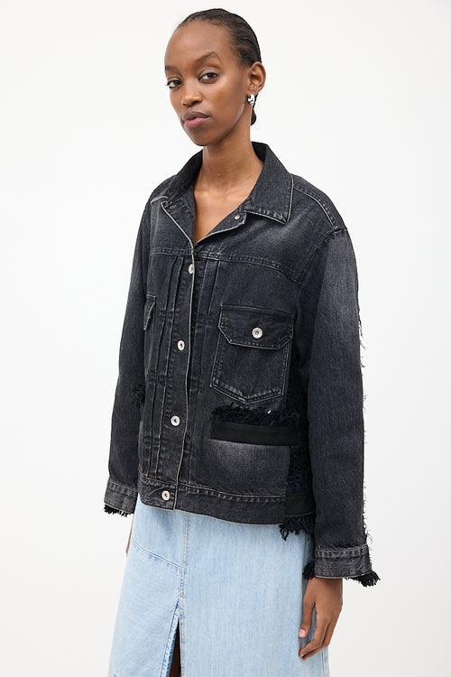 Sacai Washed Black Denim 
Tweed Jacket