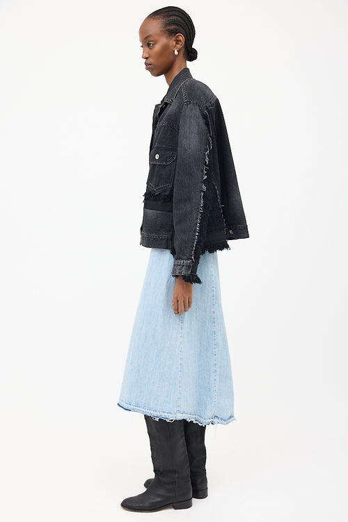 Sacai Washed Black Denim 
Tweed Jacket