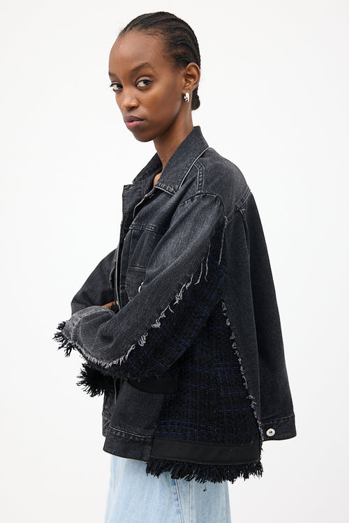 Sacai Washed Black Denim 
Tweed Jacket