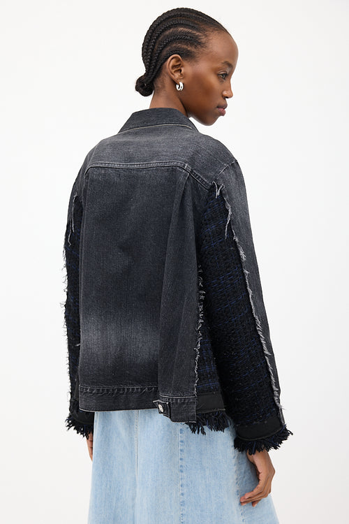 Sacai Washed Black Denim 
Tweed Jacket