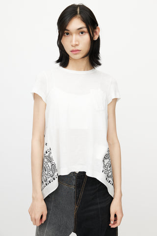 Sacai White 
Black Bandana Wrap T-Shirt