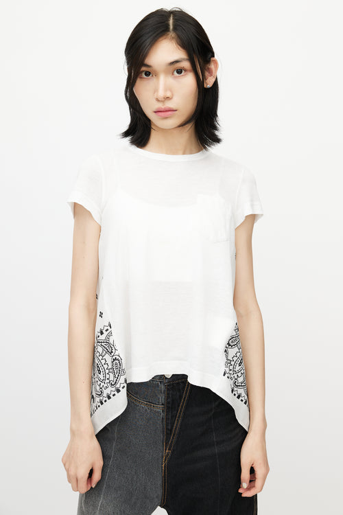 Sacai White 
Black Bandana Wrap T-Shirt