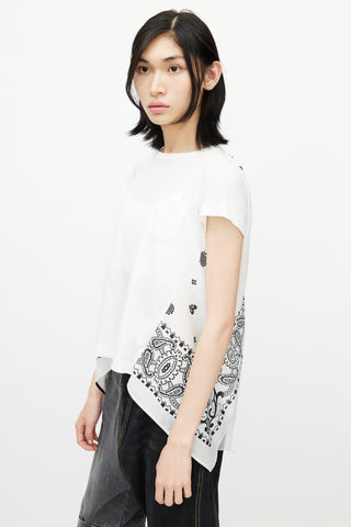 Sacai White 
Black Bandana Wrap T-Shirt