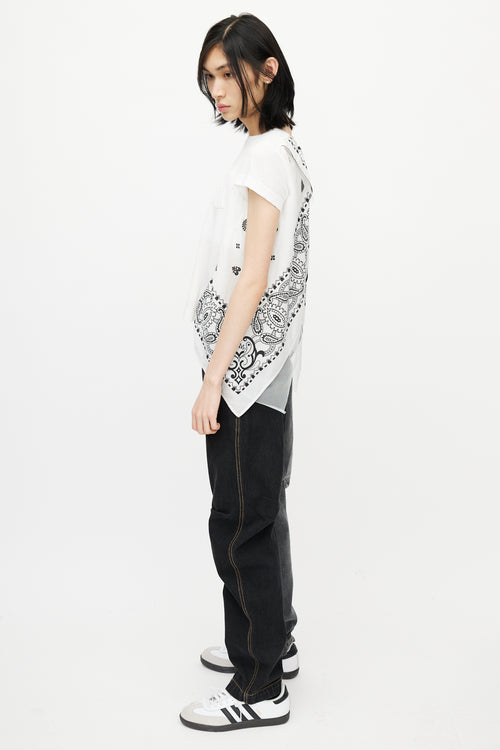 Sacai White 
Black Bandana Wrap T-Shirt