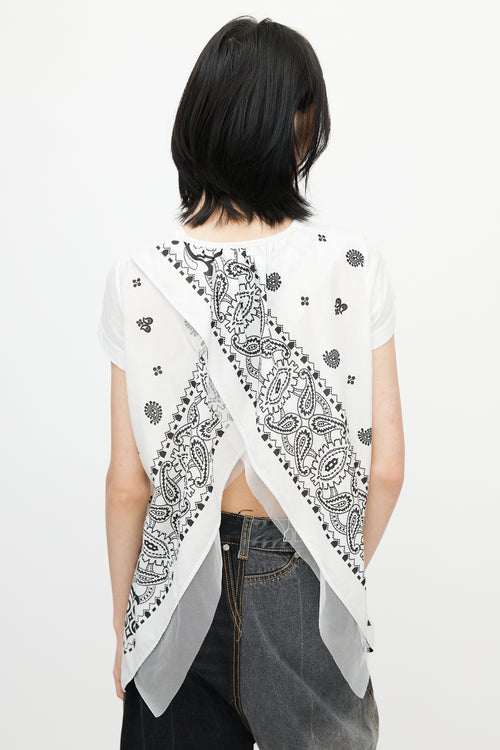 Sacai White 
Black Bandana Wrap T-Shirt