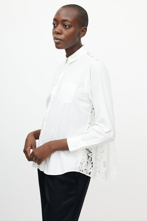 Sacai White Lace Insert Shirt